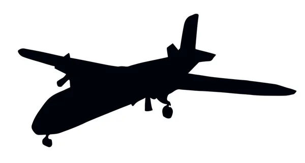 光の背景に大きな古い飛行船のモデル画像 紙のテキストスペースにレトロアートの輪郭プリントペンでダークインク描かれたチャータークラフトウェブロゴタイプエンブレムデザイン トップビューをクローズアップ — ストックベクタ
