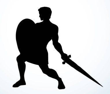 Cesur, genç, erkek, erkek, Yunan kralı, Roma savunucusu. Siyah el, güçlü Yahudi 'nin insan simgesini geçtiği ana hatlarıyla belirtilmiş. Yahudi bıçak gücü ihtilafı logosu eski çağ İncil 'de geçen İsrail sanat karikatür çizgisi beyaz gökyüzü