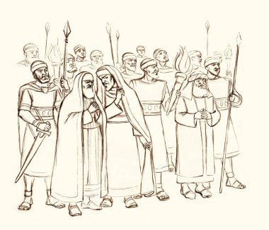 Kutsal tanrı, erkek, insan, yahudi, kanun adamı, inanç, ölüm tuzağı kurma sahnesini yasakladı. El yapımı İsrail zırhlı ordusu şefi gel ve Kurtarıcı Mahkeme 'yi öldür. Eski Katolik Yahudi İncil sanatının taslağını çiz.
