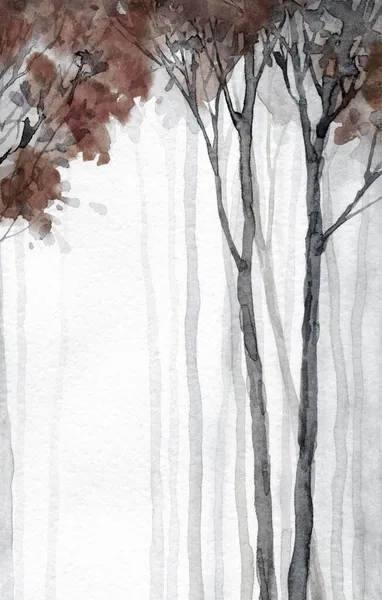 손으로 미술가 물감밝은 텍스트 백그라운드 페인트가 스타일의 안개가 숲에서 경치를 — 스톡 사진