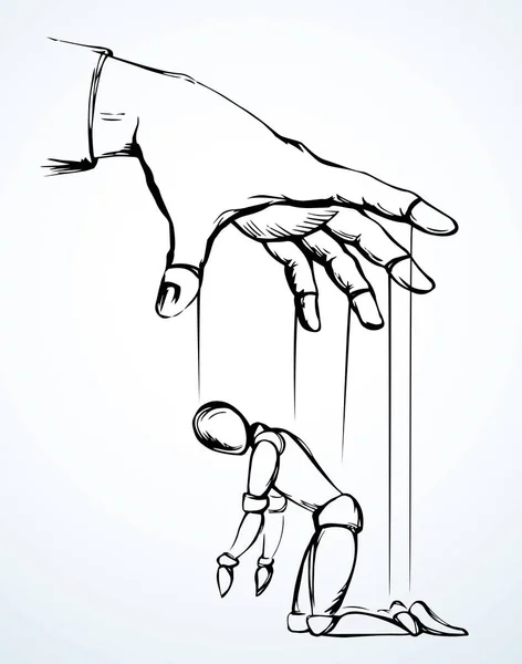 Man plays a puppet. Vector drawing Stock Vector by ©Marinka 317238214