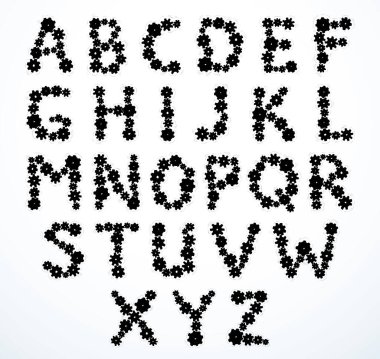 Eski komik demir gri çocuk oyuncak element işaretli set çizgisi siyah el amblemi çocuk eskiz tasarımı komik karikatür çizimi tarzı. Yakın çekim görünümü ilerleyen metal parçasının beyaz yazı tipine katılın