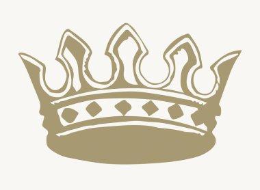 Klasik lüks zenginlik, asil korona şapka ödülüne yakından bakın. Beyaz metin alanı. Sanat karalama çizgisi süsleme stili ana hatları siyah mürekkep el çizimi zengin değerli taç logosu piktogram dekor tasarımı