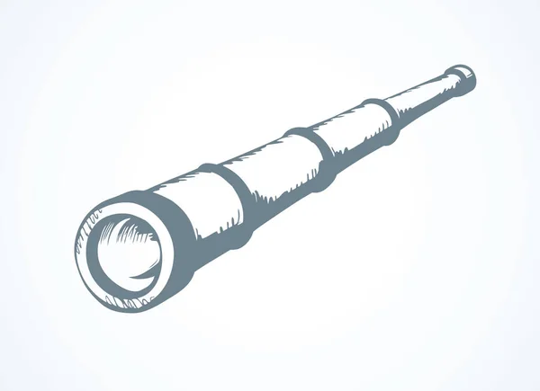 Aparato Manchado Monocular Naval Envejecido Aislado Sobre Fondo Blanco Línea — Archivo Imágenes Vectoriales