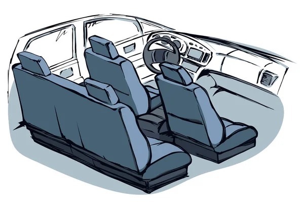 Silla Trasera Suv Timón Tacómetro Monitor Aislado Sobre Fondo Blanco — Vector de stock