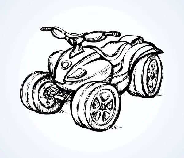 Máquina Motor Quadbike Tthree Wheeler Sobre Fondo Claro Del Desierto — Archivo Imágenes Vectoriales