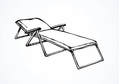 Boş Cruise Hotel metal Chezlong metin için beyaz okyanus arka plan alanı üzerinde oturmak. Anahat Tropic el şerit seyahat etmek siyah çerçeve koltuk sanat sembol stil vektör çizilmiş