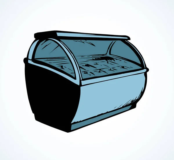 Refrigerador Muestra Soporte Estantería Caja Hielo Sobre Fondo Claro Línea — Vector de stock