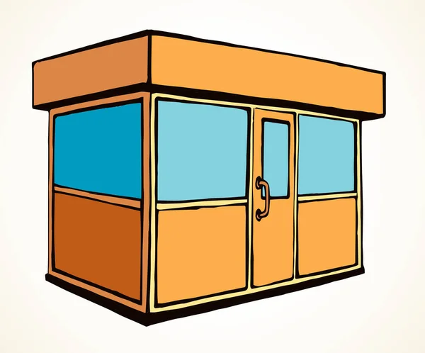 Local Show Booth Box Stand Exterior White Space Text Orange — Stockvektor