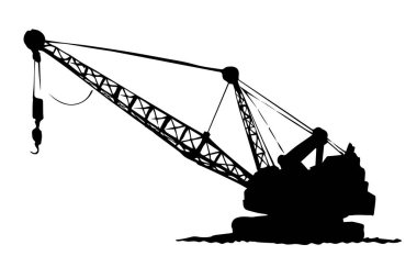 Büyük demir buldozer kamyonu. Beyaz gökyüzü mesaj uzayı. Çizgi siyah mürekkep el çizdi büyük karbon toprak linyit linyit dredger dev traktör fabrika logosu modern sanat karalama çizim çizgi film stili