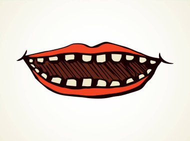 Beyaz metin uzayında büyük bir erkek mizah öğesi. El yazısı, siyah mürekkep çizimi, pop man lol ses logosu pictogram amblem tasarımı, retro sanatçı doodle engrave tarzı kalem. Yakın görünüm