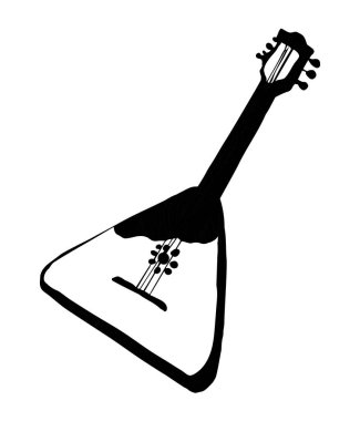 Beyaz kâğıt üzerinde küçük düz arp nesnesi. Serbest hat kahverengi mürekkep kalem el çizilmiş kırsal Moskova akoru beceri logosu piktogram amblem tasarımı. Antika karalama baskı stili. Yakın görünüm