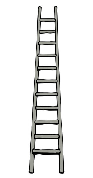 Outline black ink pen hand drawn old big tall long renovate worker start move reach hope level exit object set design retro art doodle style. Vertical front view simple paper wall text space backdrop