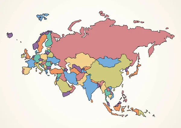 Distrito Euroasiático Islas Asiáticas Planean Forma Fondo Blanco Línea Freehand — Vector de stock