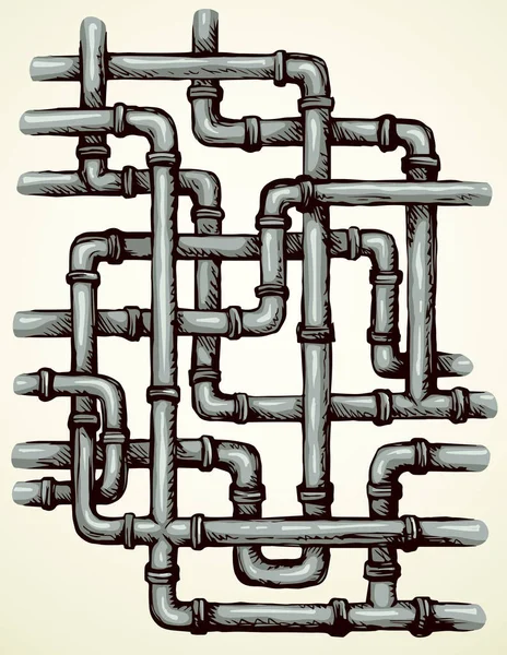 Curva Abstrata Moderna Grande Ferro Emaranhado Conjunto Preto Mão Desenhado —  Vetores de Stock