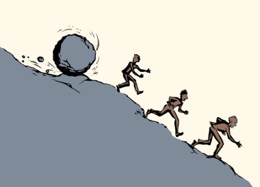 Güçlü, güçlü, riskli, Bill Borç Borç Borcundan kaçan işçi başarısız, panik atak, eğlence, beyaz gökyüzü. Çizgi siyah erkek, kar topu logosu işareti eski sanat el çizimi çizim vektörü