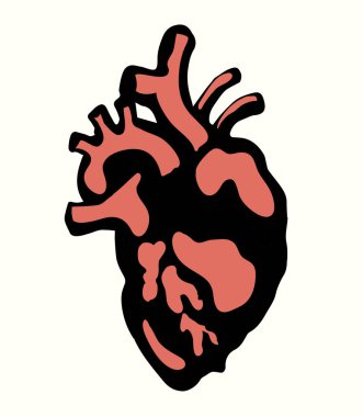 Yakından bakınca, kocaman, şişman adam iç organları beyaz metin arkaplanı. Kırmızı çizgili el çizimi şişman hayvan erkek resim amblemi. Kadın tasarım sanat retro çizgi film baskı tarzı