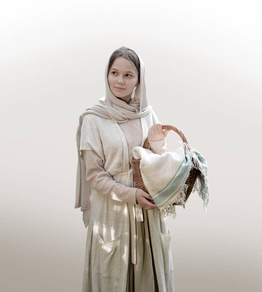 Взрослые евреи бедной жизни этнических народных рабочих льняной халат туника мешок полотенце костюм. Счастливая радость ура улыбка иврит красота довольно тонкий ребенок чистый humbl думаю, служить ферме нести большой съесть трудящийся застенчивый мир ребенка руку клип путь