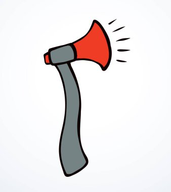 Siyah kırmızı kol elektrikli alet sapı biçimi ve kamuoyu uyarısı ses uyarısı yüksek sesli, eğlenceli, tabir-i caizse savaş eskimiş çizgi film sanatına zarar verdi. Komik el çizimi beyaz metin alanı ilan et