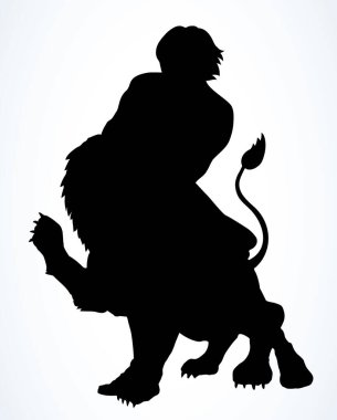 Cesur kolezyum arenası savaş sakallı Yahudi erkek insan savaşçısı güçlü dev Yahudi Leo çene efsanesi simgesine karşı. Koyu siyah İsrail retro 'su. İncil' deki inanç hikayesi. Sanat beyaz vektör baskı stili.