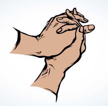 Yakın çekim günahı Hope 'a iki kat kız kolu için yalvar. Çizgi siyah çizili eski kutsal aziz erkek sevgili palmiyesi Tanrı 'ya şükürler olsun bakım alkışı konsepti logo simgesi retro kilise karikatür tarzı