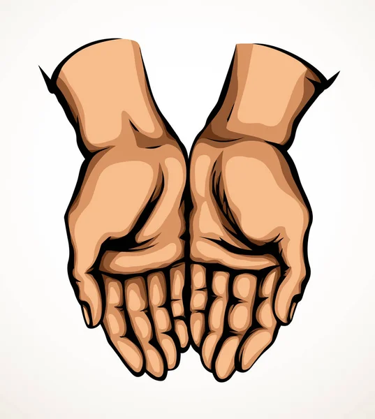 Close View Body Palm Help Charity Care Gesture White Text — Vector de stock