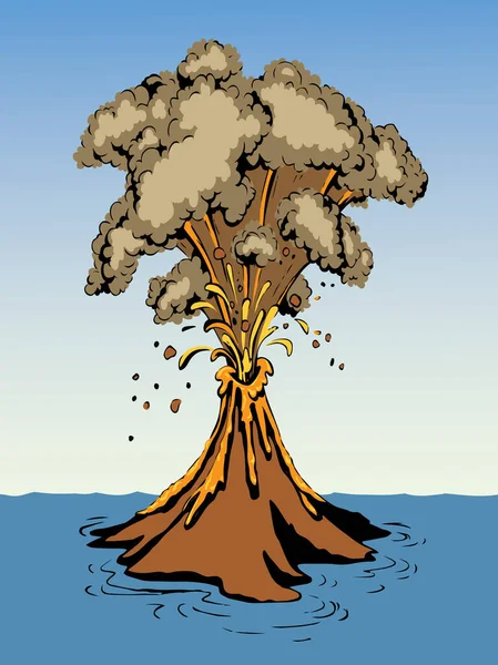 Poder Antigo Queima Calor Grande Explosão Cena Fluxo Vulcão Fundido — Vetor de Stock