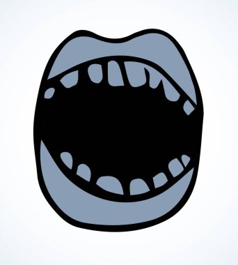 Büyük, soyut, yakın plan, yakışıklı, eğlenceli, geniş mizah, bademcik, yüz organı parçası. Görüntüyü kapat beyaz metin alanı izole edilmiş siyah el çizimi hasta logosu karalama çizgisi çizgi roman sohbet tarzı