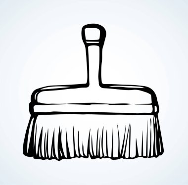 Kağıt metin alanına yerleştirilmiş büyük, eski ahşap yıkama kir temizleme çubuğu. Taslak siyah renkli mürekkep boyalı el çizimi kirli zanaat logosu pictogram tasarımı klasik karalama tarzı. Yakın çizgi görünümü