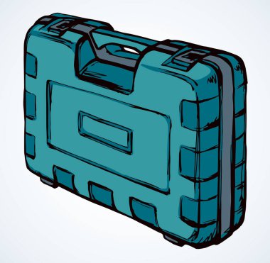 Kullanışlı ev yapımı diy bit set vitrin mandalı tenekesi beyaz üzerine çizilmiş. Modern karikatür grafik vektör çizgisi işçi bandı nesne kabı. Parlak yeşil el çizilmiş anahtar alet çantası göğüs logosu simge taslak sanatı