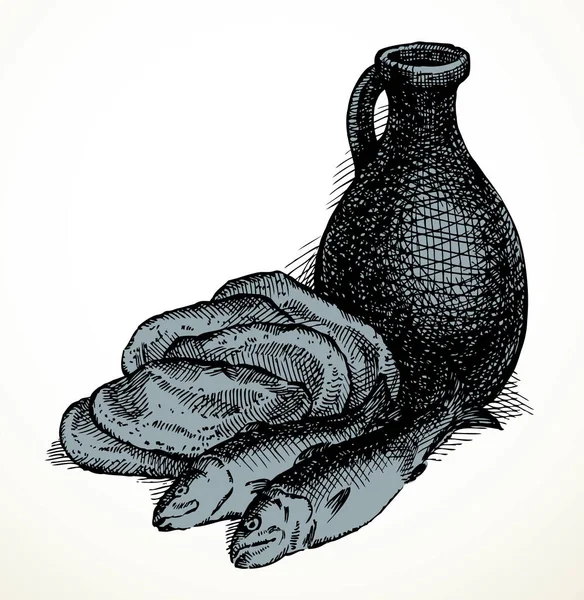 Esquema Negro Dibujado Mano Tabgha Santa Cebada Fresca Cruda Simple — Archivo Imágenes Vectoriales