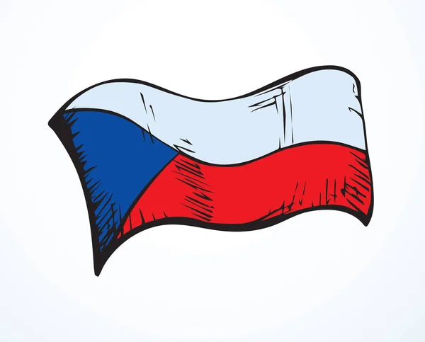 チェコ共和国の国旗 ベクトル図面アイコン明るい色の背景アンティーク歴史的な市民運動団結カールストライプライン形状布テクスチャビューテキストスペースを閉じます 現代の手描きのアートコンセプトツイルツイスト渦古代ヨーロッパのスポーツロゴ — ストックベクタ