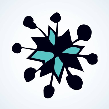 Sevimli Eve natal buzlu yıldız çizimi. Işık gökyüzü arka planında İsa 'nın doğumu tasarımı. Kağıt metin alanı üzerinde karalama retro tarzı kalemle siyah mürekkep el logotip amblem tasarımı çizildi