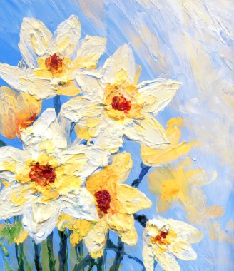 Parlak modern gouache boya pastel eskiz desen görünümü. Canlı el çizimi akrilik botanik tomurcuk sapı bitki posası retro yaratıcı kağıt kanva fırça tebrik kartı tarzı. Turuncu renkli gri gökyüzü sahnesi