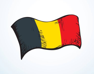 Yakın plan parlak renk tarihi toprak gurur özgürlük savaş birliği şeridi rüzgar şeklindeki tekstil kumaş görünümlü beyaz gökyüzü metin alanı. El çizimi çizimi web sanatı antik spor logosu desen tasarımı