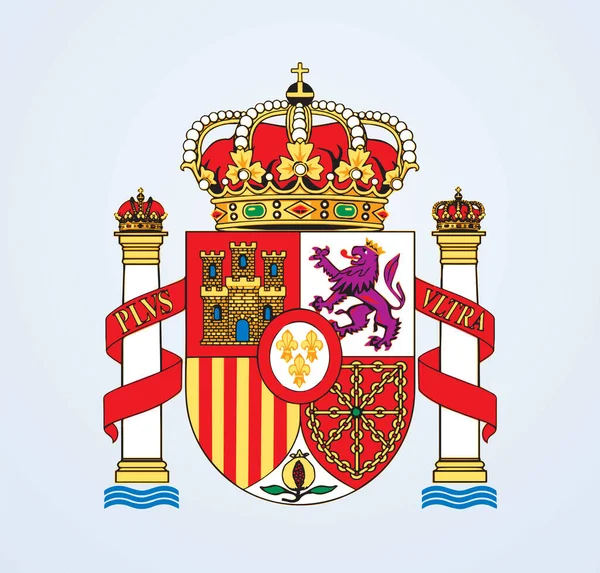 Närbild Gul Röd Färg Espana Madrid Stad Land Heraldry Helgdag — Stock vektor