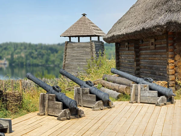 Zaporizhia Khortitsa Cosacco Sich Guardia Truppe Fortificato Casa Città Muro — Foto Stock