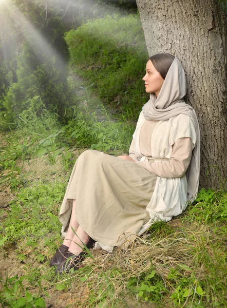 Adult Holy Israeli Jew Modest Biblic Prayer Folk Pure Dress — Stock Photo, Image