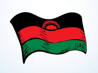 Kapalı eski kırmızı renk güneş eski toprak parçası özgürlük zafer günü savaş birliği ipek kumaş, rüzgar şeklinde beyaz gökyüzü metin alanı. El çizimi siyah çizgi sanat birimi spor işgücü logosu seti seçin