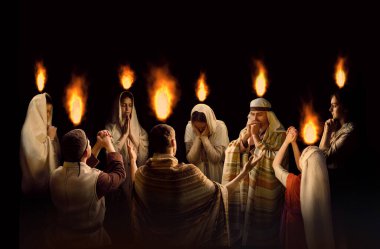 Eski bir retro kendini İbrani 'ye adamış genç, saf bir insan kızı mutlu bir sevinçle yüzleşiyor. Şükürler olsun Tanrım. Yanan erkek güvercin umut yeni hediye gospel dil simgesi vermek açık siyah oda metin uzay kartı