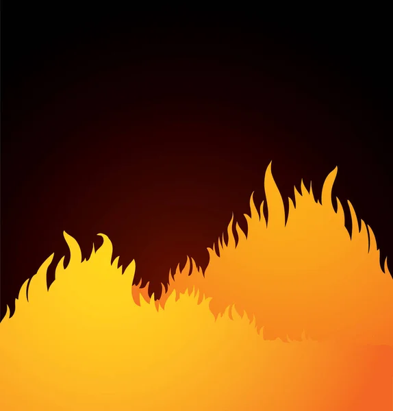 Bois Forestier Rouge Nuit Chaud Enflamme Herbe Sauvage Lueur Cendres — Image vectorielle