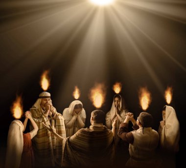 Eski bir retro kendini İbrani 'ye adamış genç, saf bir insan kızı mutlu bir sevinçle yüzleşiyor. Şükürler olsun Tanrım. Yanan erkek güvercin umut yeni hediye gospel dil simgesi vermek açık siyah oda metin uzay kartı