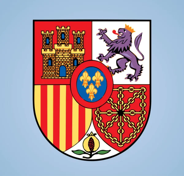 Närbild Gul Röd Färg Espana Madrid Stad Land Heraldry Helgdag — Stock vektor