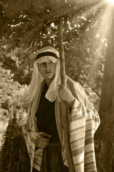 Ρετρό Αγροτικό Ρουστίκ Ενήλικο Ηλικία Islam Δάσος Ταξίδια Nomad Αρσενικό — Φωτογραφία Αρχείου