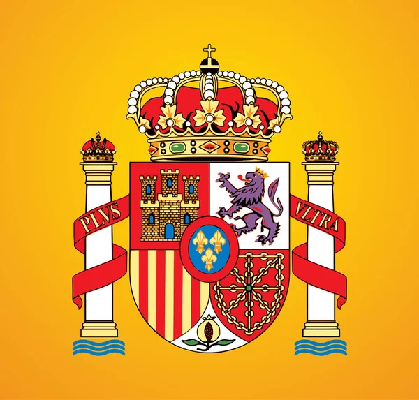 Closeup Žlutá Červená Barva Espana Madrid Město Země Heraldika Dovolená — Stockový vektor