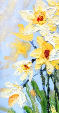 Parlak modern gouache boya pastel eskiz desen görünümü. Canlı el çizimi akrilik botanik tomurcuk sapı bitki posası retro yaratıcı kağıt kanva fırça tebrik kartı tarzı. Turuncu renkli gri gökyüzü sahnesi