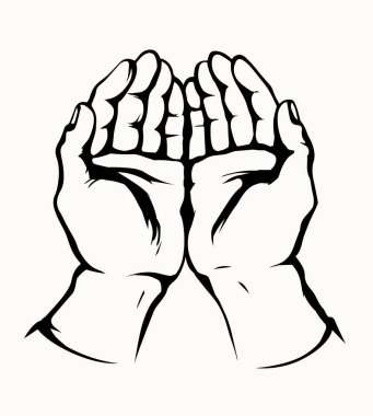 Kapalı görüş, vücut avuç içi, hayır kurumunun beyaz metin alanını jestlemesine yardımcı olur. Tanrım, konsept çizgisi logosunu göster. Siyah çizilmiş yaşlı erkek keşişe teşekkür et kat amblem tasarımı geçmişe dönük sanat eseri çizgi film stili