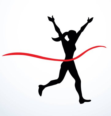 Mutluluk hızını kapat güçlü genç insan koşusu eğlence lideri kurdele beyaz metin alanı. Taslak siyah el çizilmiş 1 en iyi hızlı açık hava sağlık işi konsepti amblem tasarım çizgi film karalama tarzı