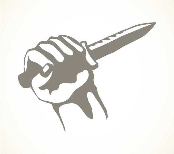 Старый Шеф Повар Готовящий Большой Кухонный Нож Угрожает Яростным Безумным — стоковый вектор