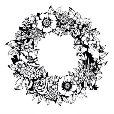 Yakından bakınca, güzellik soyut kırsal köylü halk gülleri demeti beyaz kağıt kart metin arkaplanı ayarladı. Zarif renk el çizimi hediye amblemi tasarımı retro çizgi film karalama tarzı